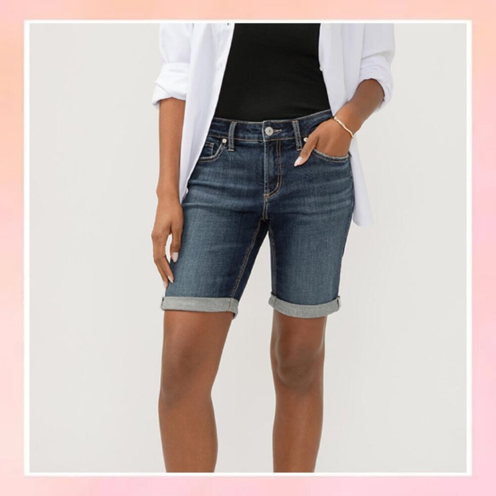 Silver Jeans Co. Denim Bermuda Shorts Size 14 | Long/L 11 Dark Wash
